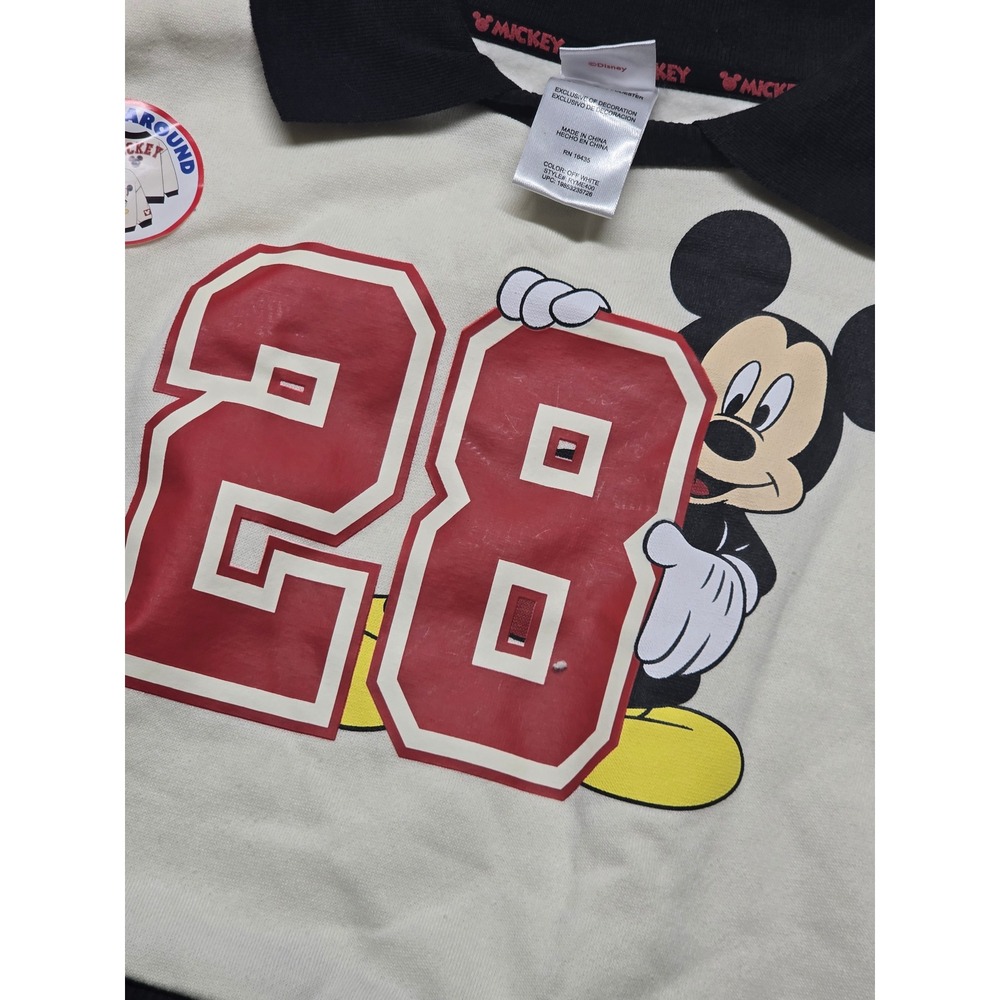 Disney Mickey Mouse Kids 2T Off White Rugby Sweatshirt Long Sleeve Pullover NEW - Picture 3 of 6